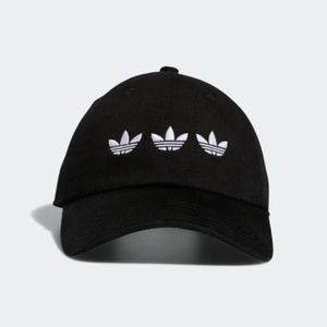 adidas Accessories - ADIDAS TRIPLE TREFOIL STRAP-BACK RELAXED BLACK HAT adidas Accessories - ADIDAS TRIPLE TREFOIL STRAP-BACK RELAXED BLACK HAT
